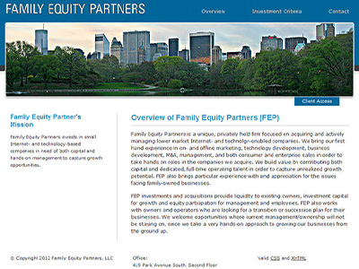 Family Equity partners website design